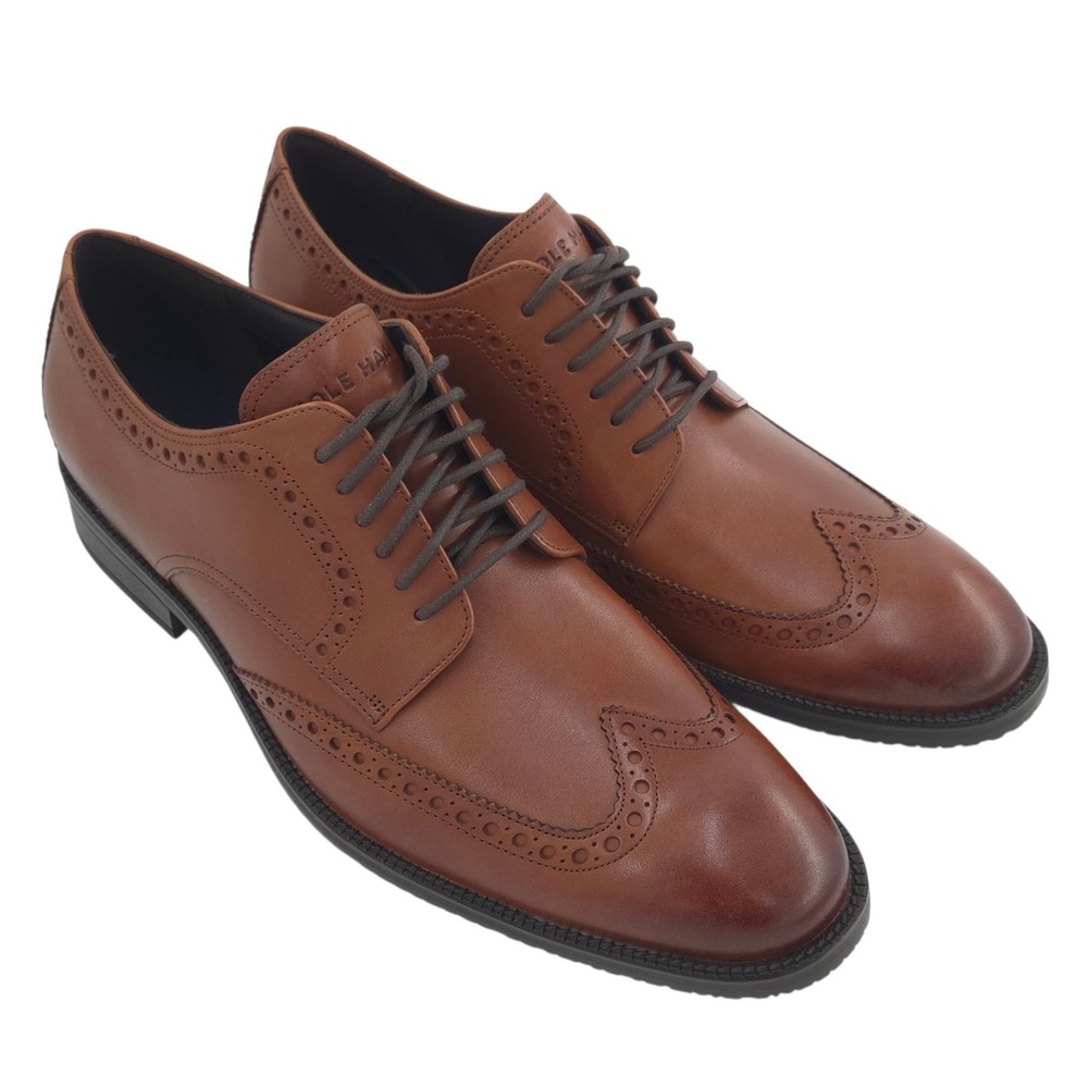Cole Haan ME Wingtip Oxford Dress Shoes Mens 12 British Tan Leather Office NEW